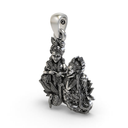 925 Silver Radha Krishna Pendant | Handcrafted Vrindavan Idol – Shukan Jewellers