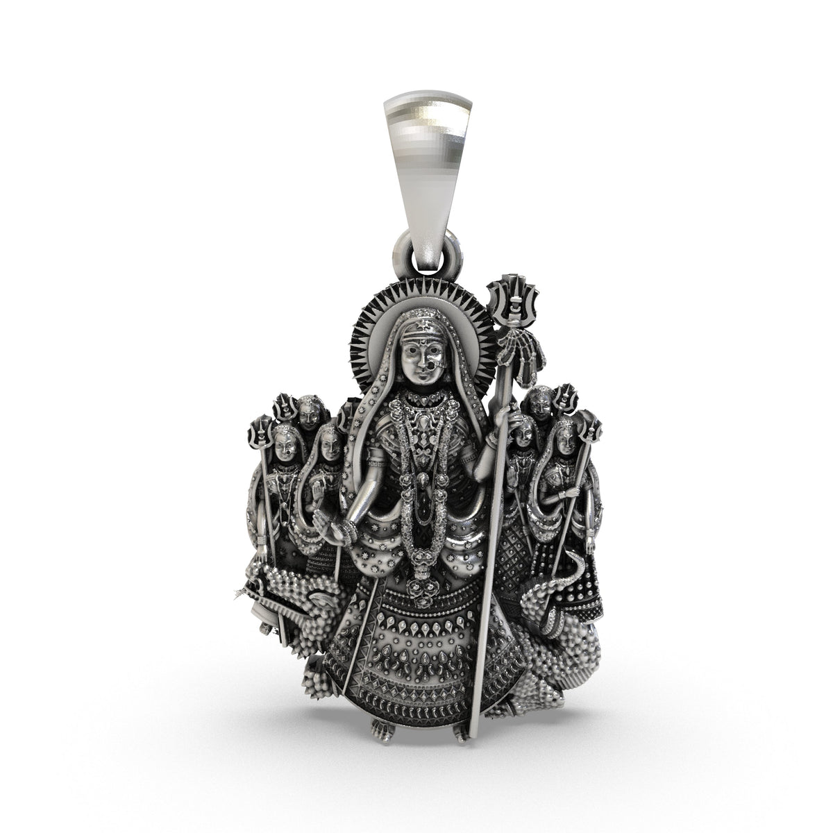 925 Silver Khodiyar Maa Pendant | Khodiyar Mata with Trishul – Shukan Jewellers