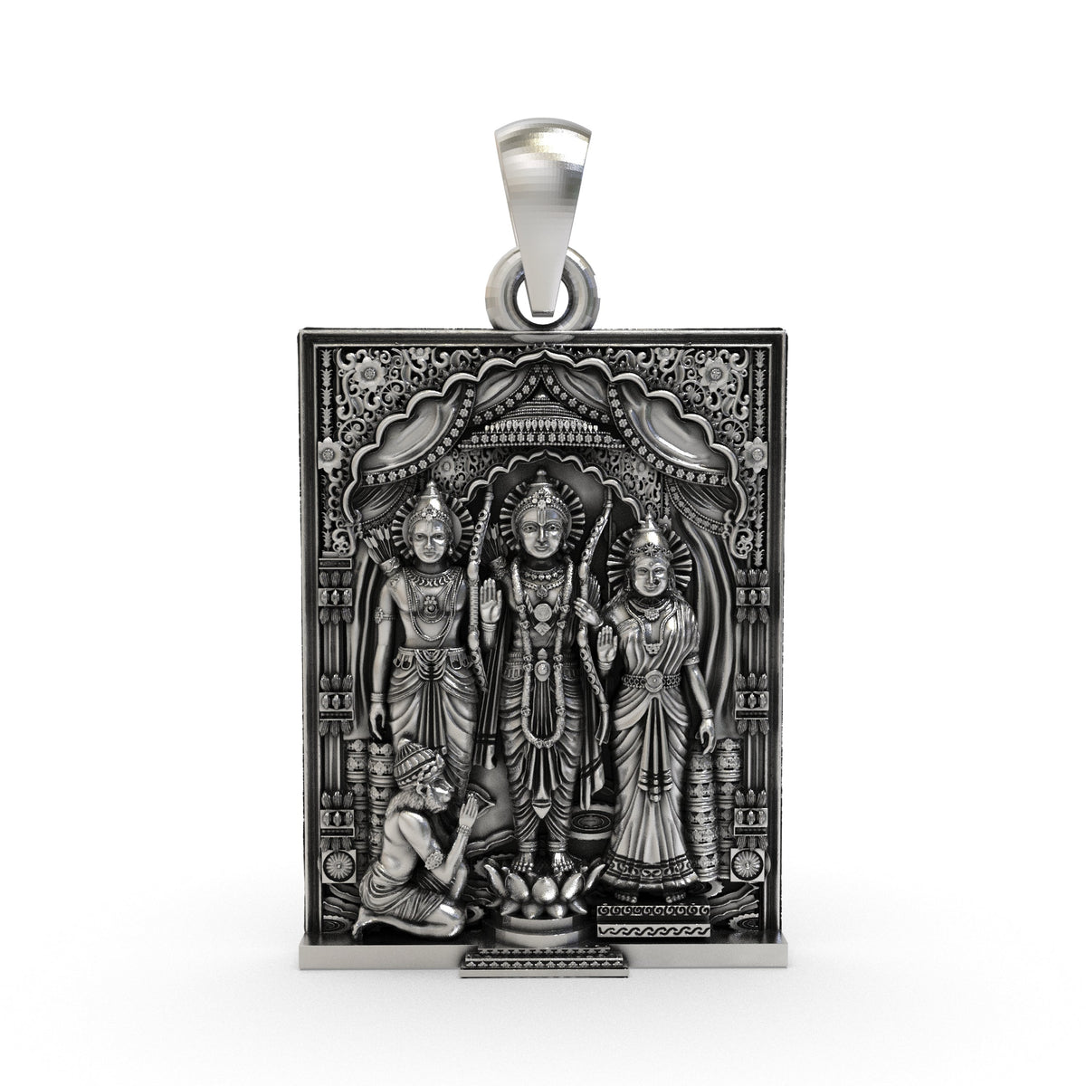 925 Silver Ram Darbar Pendant | Ram, Sita, Lakshman & Hanuman – Shukan Jewellers