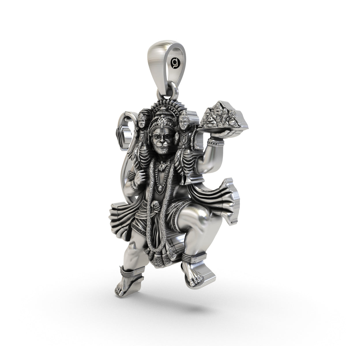925 Silver Hanuman Flying with Ram Lakshman Pendant | Ram Bhakti Devotional Locket – Shukan Jewellers