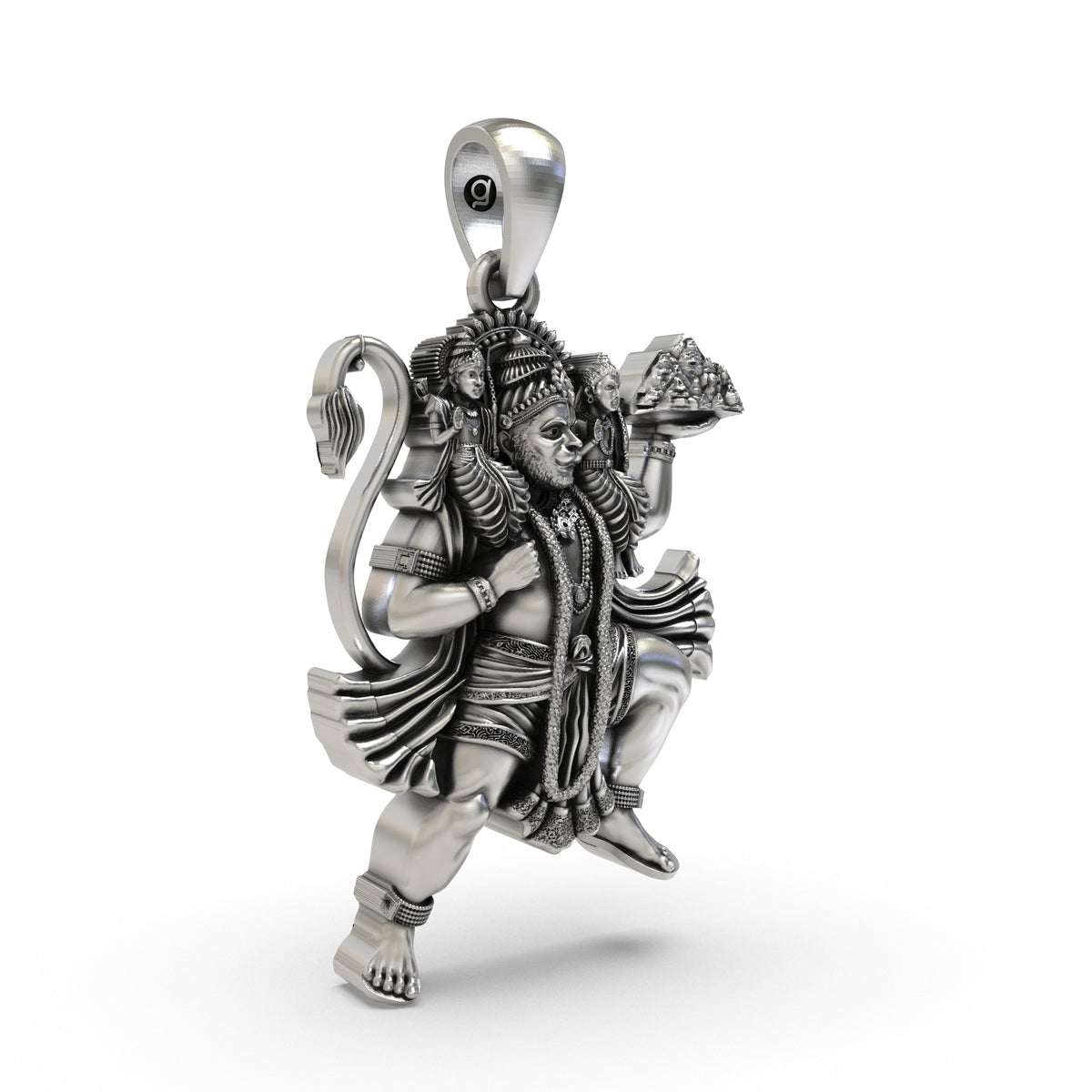 925 Silver Hanuman Flying with Ram Lakshman Pendant | Ram Bhakti Devotional Locket – Shukan Jewellers
