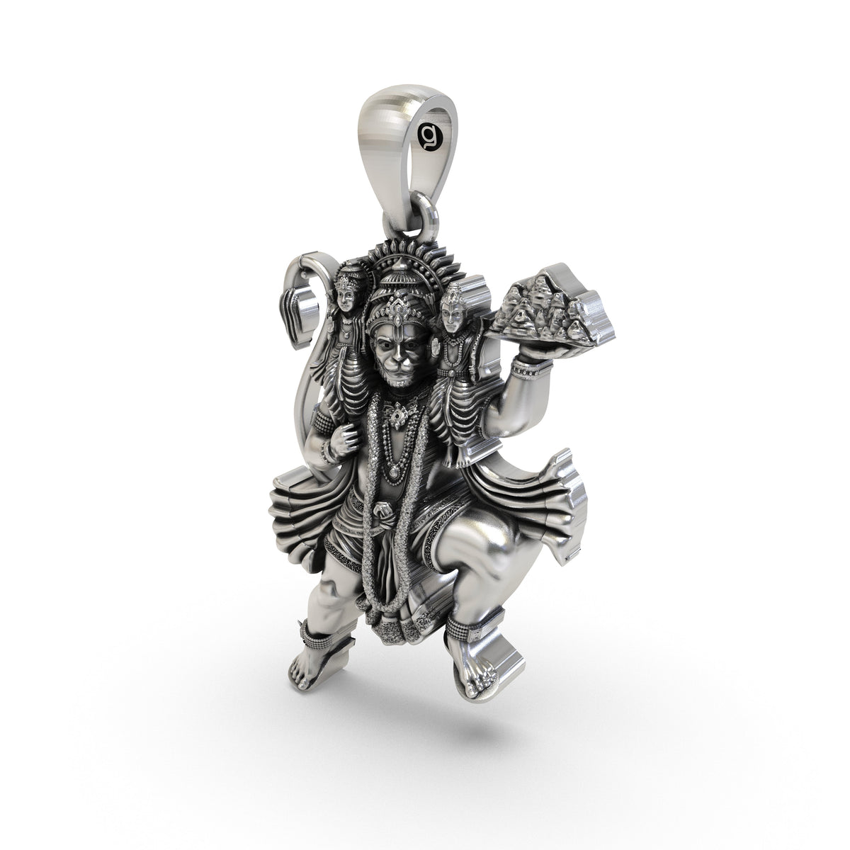 925 Silver Hanuman Flying with Ram Lakshman Pendant | Ram Bhakti Devotional Locket – Shukan Jewellers