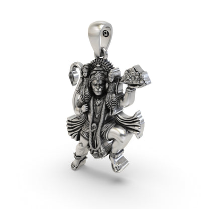 925 Silver Hanuman Flying with Ram Lakshman Pendant | Ram Bhakti Devotional Locket – Shukan Jewellers