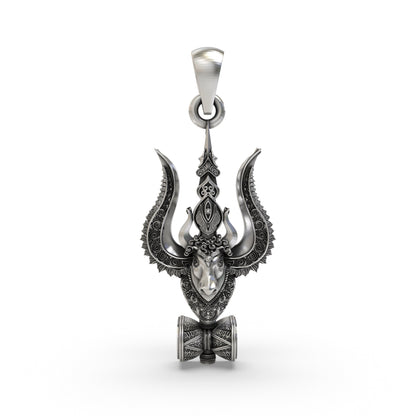 925 Silver Mahadev Trishul Nandi Damru Pendant | Shiva Devotional Locket – Shukan Jewellers