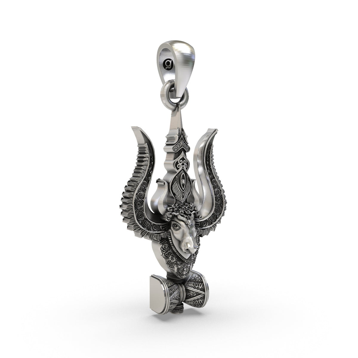 925 Silver Mahadev Trishul Nandi Damru Pendant | Shiva Devotional Locket – Shukan Jewellers