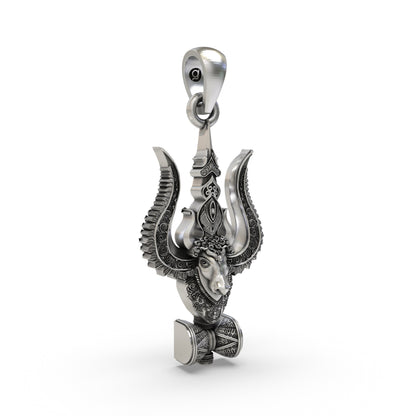 925 Silver Mahadev Trishul Nandi Damru Pendant | Shiva Devotional Locket – Shukan Jewellers
