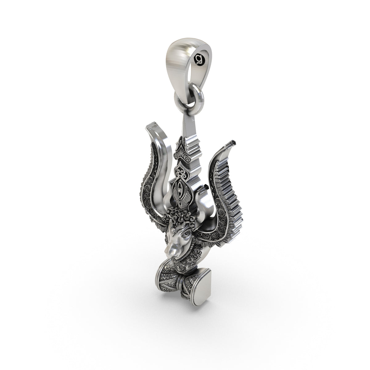 925 Silver Mahadev Trishul Nandi Damru Pendant | Shiva Devotional Locket – Shukan Jewellers