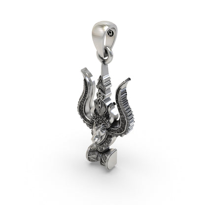 925 Silver Mahadev Trishul Nandi Damru Pendant | Shiva Devotional Locket – Shukan Jewellers