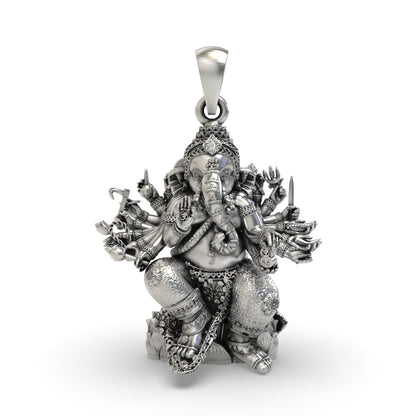 Anizors Vinayaka Sculpture Pendant | 925 Silver Ganesha Ganapati Devotional Locket