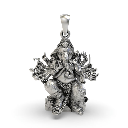 Anizors Vinayaka Sculpture Pendant | 925 Silver Ganesha Ganapati Devotional Locket