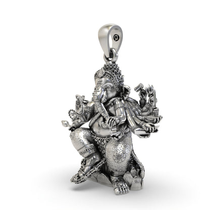 Anizors Vinayaka Sculpture Pendant | 925 Silver Ganesha Ganapati Devotional Locket