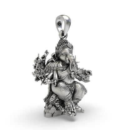 Anizors Vinayaka Sculpture Pendant | 925 Silver Ganesha Ganapati Devotional Locket