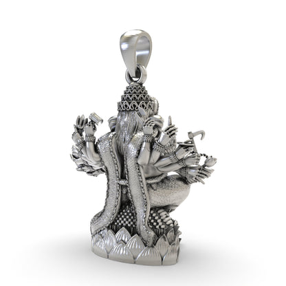Anizors Vinayaka Sculpture Pendant | 925 Silver Ganesha Ganapati Devotional Locket
