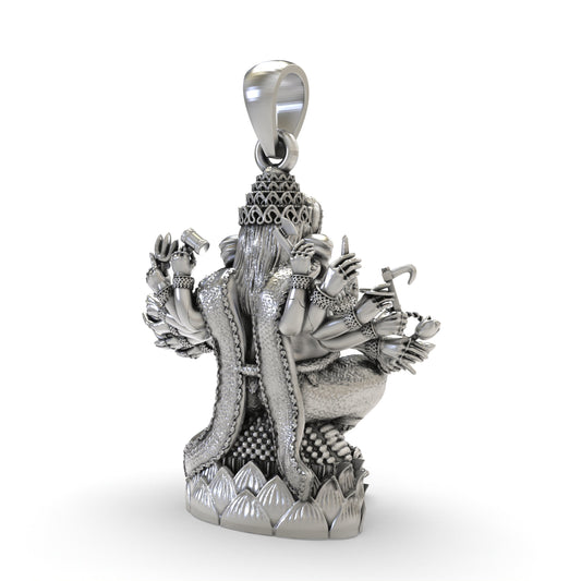 Anizors Vinayaka Sculpture Pendant | 925 Silver Ganesha Ganapati Devotional Locket