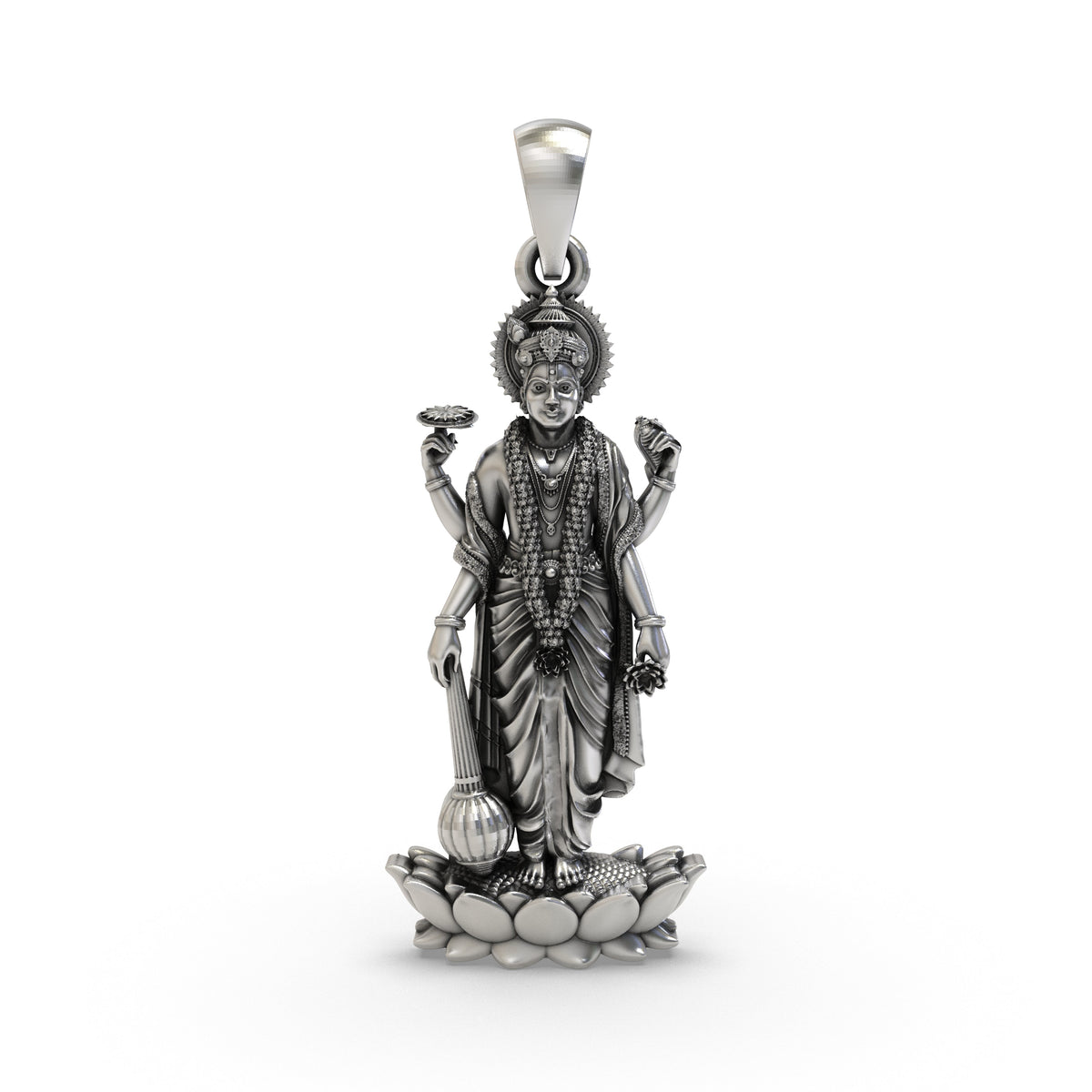925 Silver Vishnu Narayana Pendant | Lord Vishnu Sacred Devotional Locket