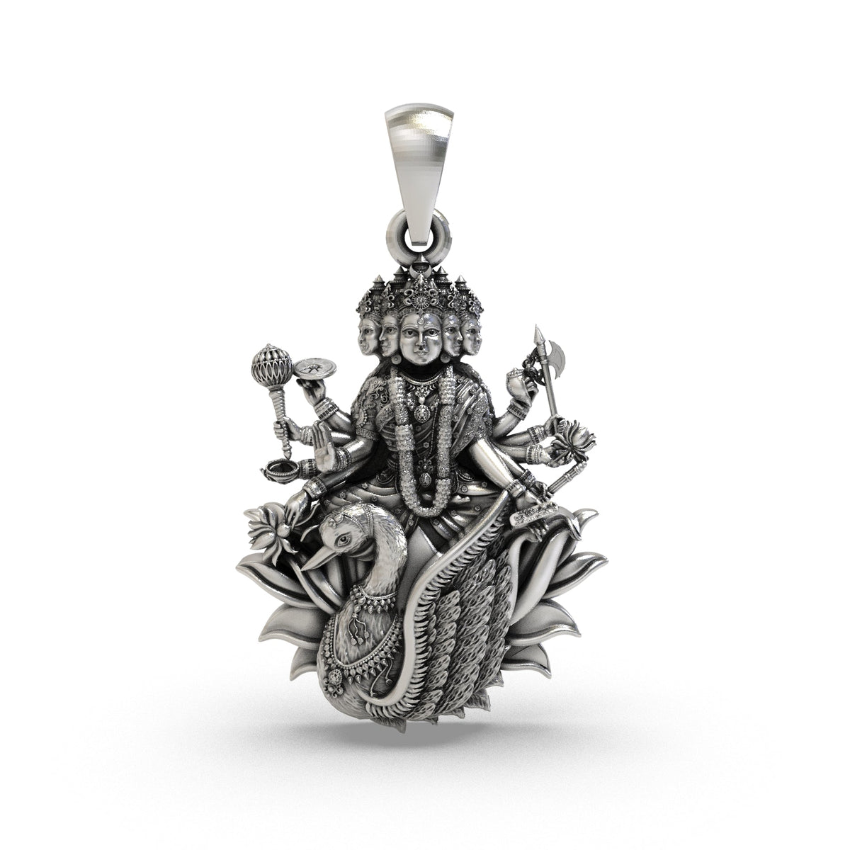 Gayatri Mata 925 Silver Pendant | Gayatri Devi Spiritual Locket