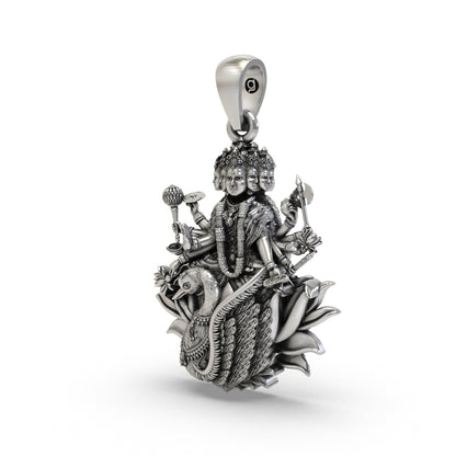 Gayatri Mata 925 Silver Pendant | Gayatri Devi Spiritual Locket