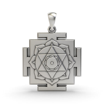 925 Silver Kamala Yantra Pendant | Sacred Wealth & Prosperity Spiritual Jewelry
