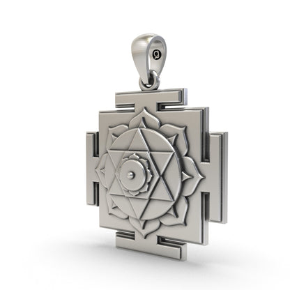 925 Silver Kamala Yantra Pendant | Sacred Wealth & Prosperity Spiritual Jewelry