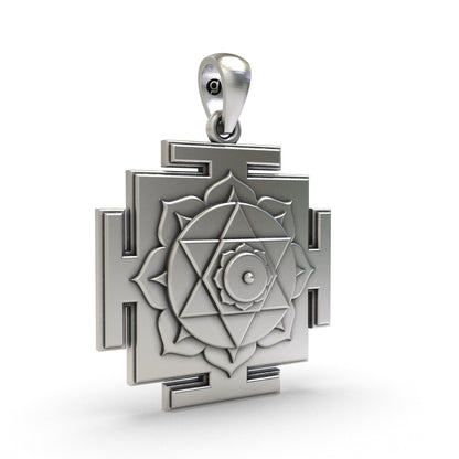 925 Silver Kamala Yantra Pendant | Sacred Wealth & Prosperity Spiritual Jewelry