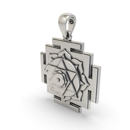 925 Silver Kamala Yantra Pendant | Sacred Wealth & Prosperity Spiritual Jewelry