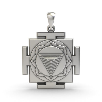 925 Sterling Silver Tripura Bhairavi Yantra Pendant – Sacred Jewelry for Protection