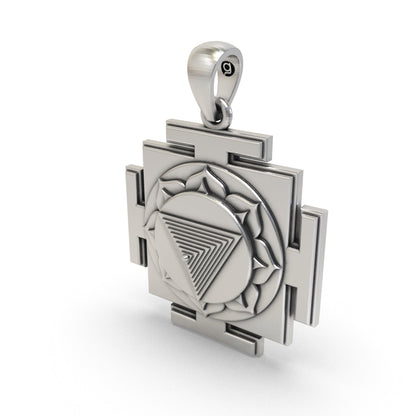 925 Sterling Silver Tripura Bhairavi Yantra Pendant – Sacred Jewelry for Protection