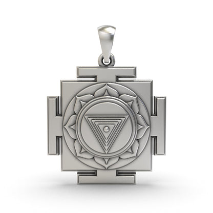 925 Sterling Silver Mahakali Yantra Pendant – Sacred Jewelry for Protection, Inner Strength & Negativity Removal