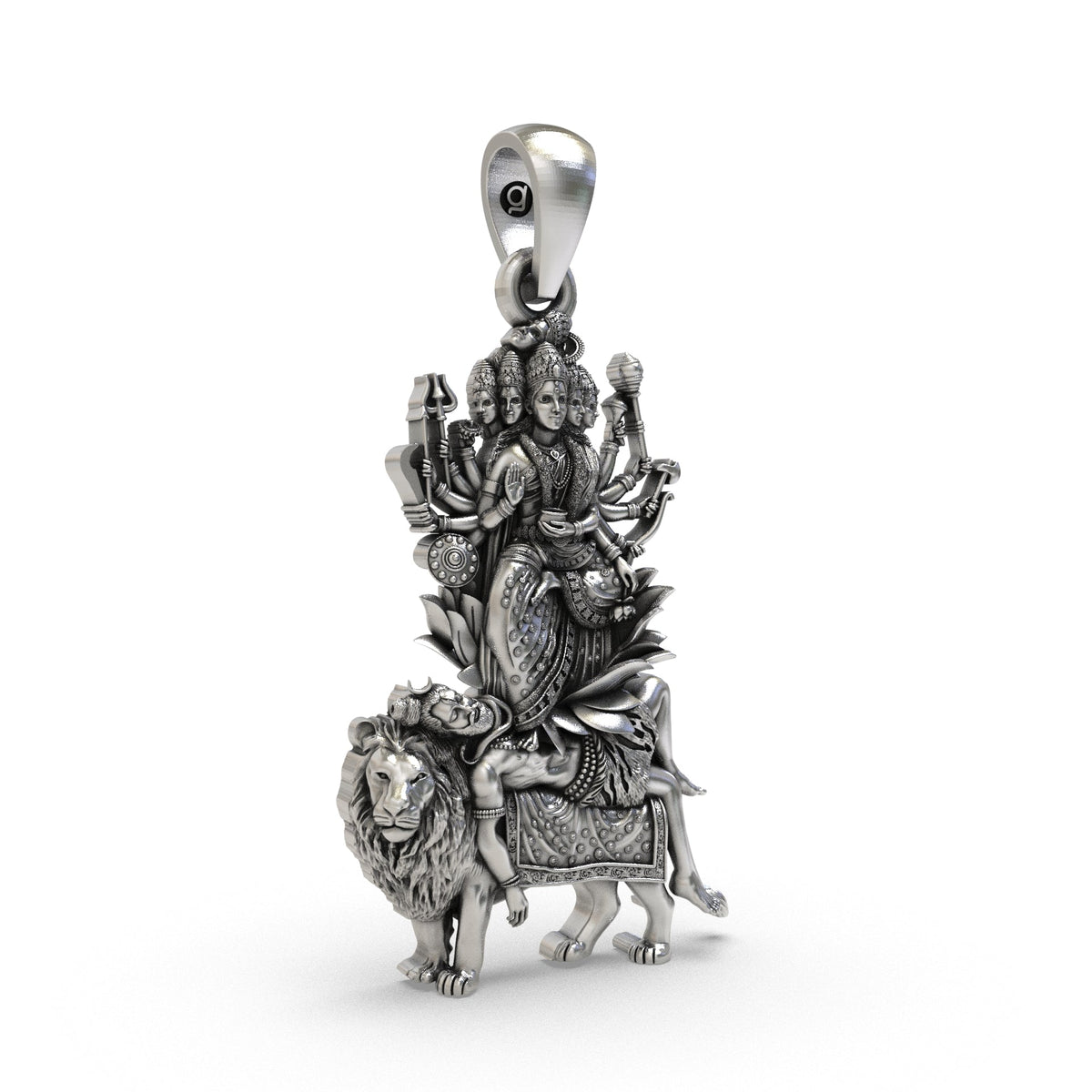 Handcrafted 925 silver Kamakhya locket side view