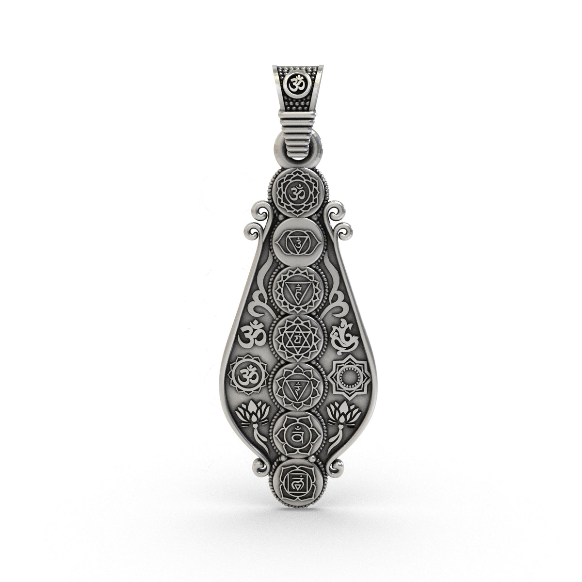925 Silver 7 Chakra pendant front view
