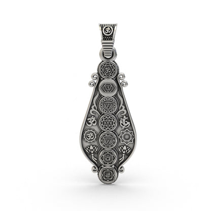 925 Silver 7 Chakra pendant front view