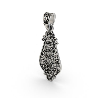 Antique silver chakra pendant for meditation