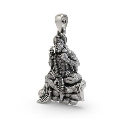 Hanuman Ji silver pendant with gada detail