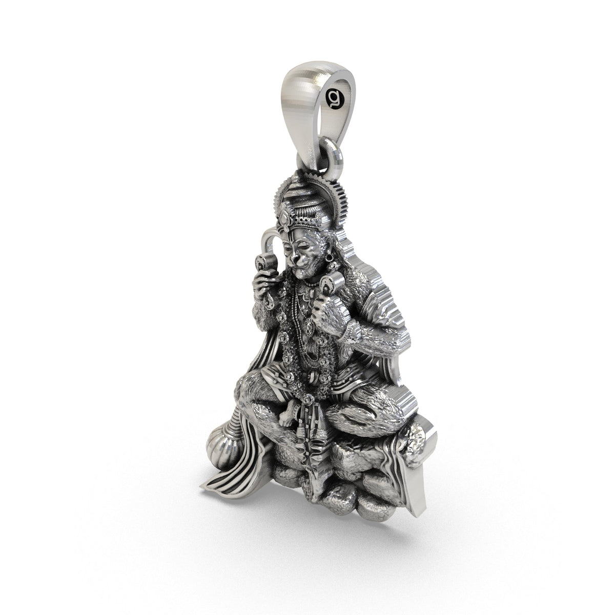 Antique silver Hanuman pendant for devotees