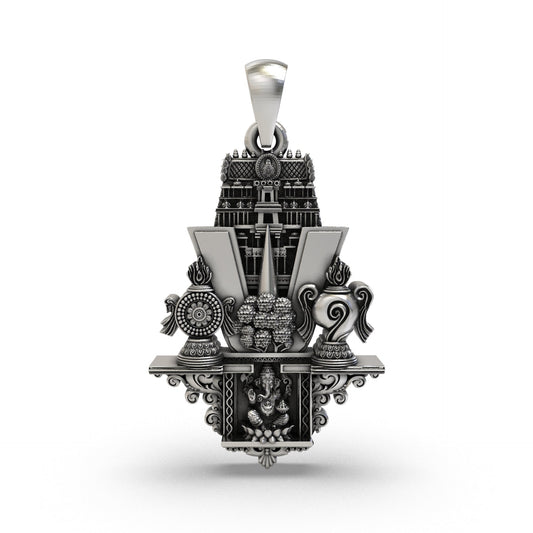 925 silver Tirupati Balaji temple pendant front view