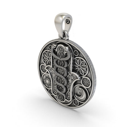 Luxury 925 silver spiritual Hamsa pendant necklace