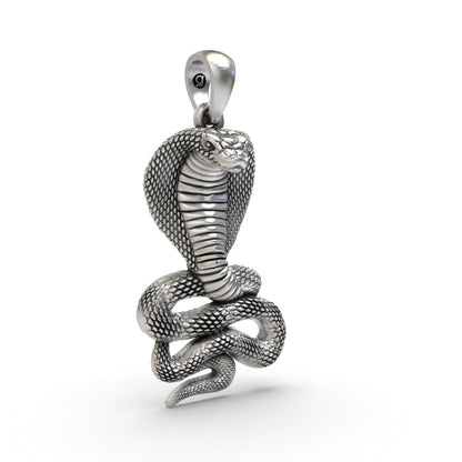 Handcrafted 925 silver snake pendant angle view