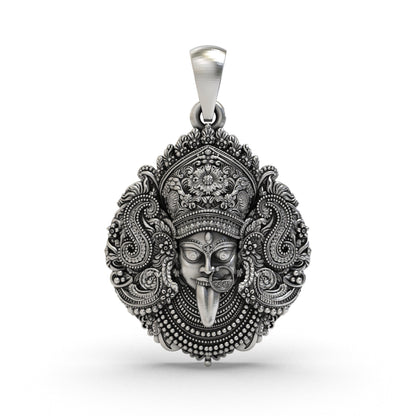 925 silver Kali Maa pendant front view