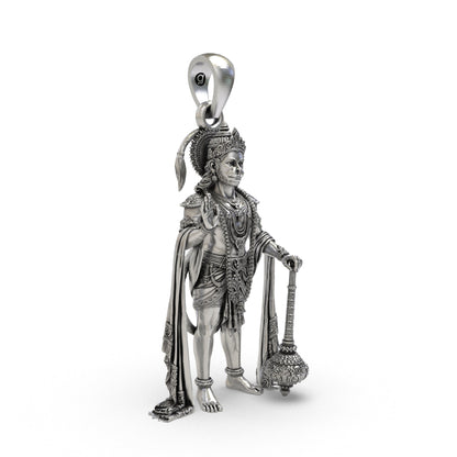 Solid 925 silver Salangpur Hanuman pendant angle