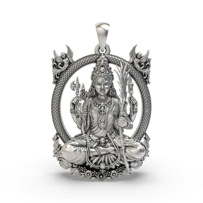 925 silver Tripura Sundari pendant front view