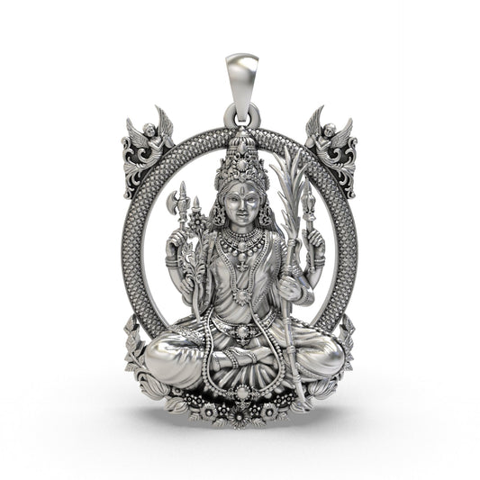 925 silver Tripura Sundari pendant front view