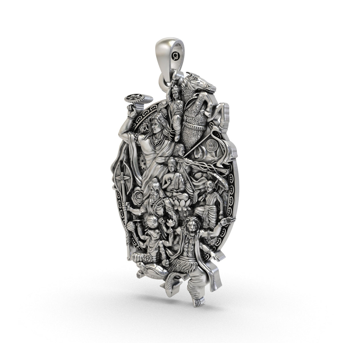 925 silver Dashavatara Vishnu pendant front view