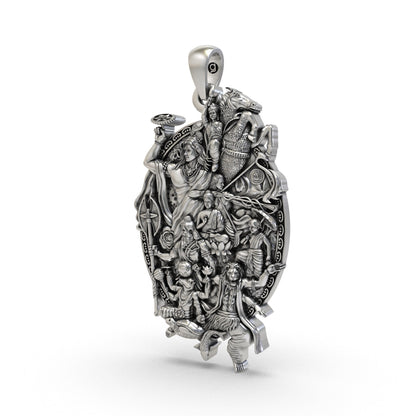 925 silver Dashavatara Vishnu pendant front view