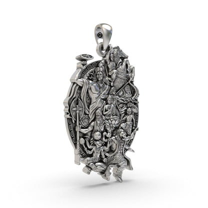 Handcrafted 925 silver Dashavatar pendant angle view