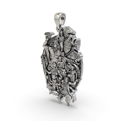 Luxury sterling silver Vishnu Dashavatara necklace pendant