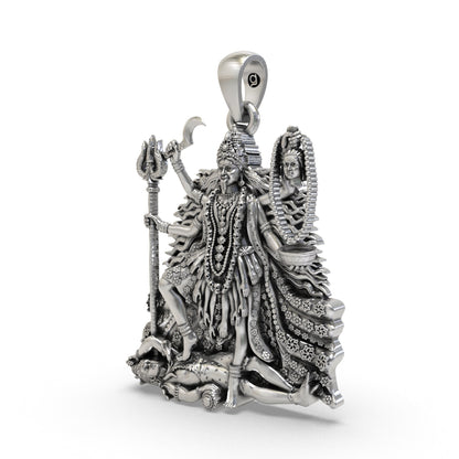 925 sterling silver maa kali pendant with oxidized antique finish