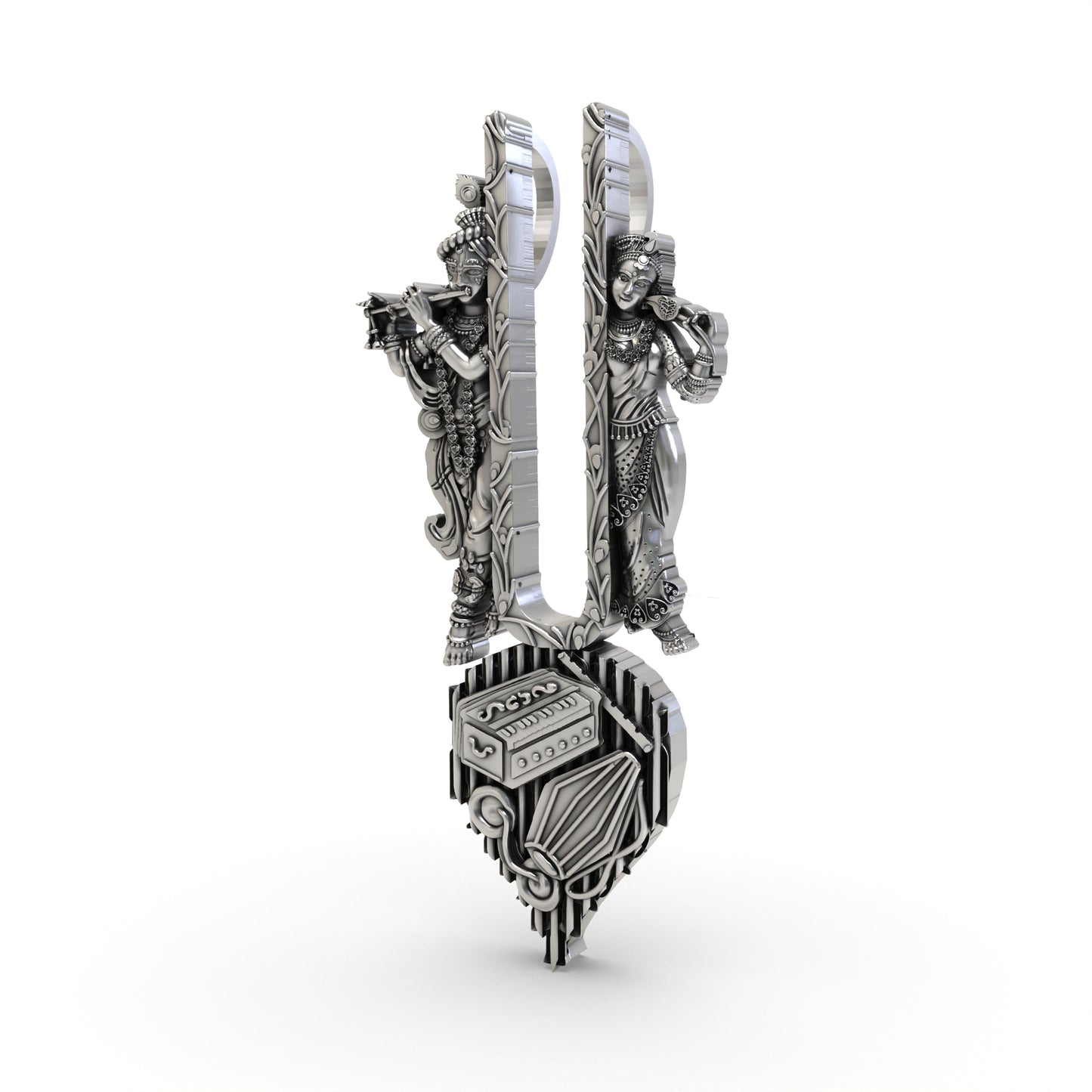 925 Silver Radha Krishna Musical Tilak Pendant – Vaishnav Bhakti Jewelry