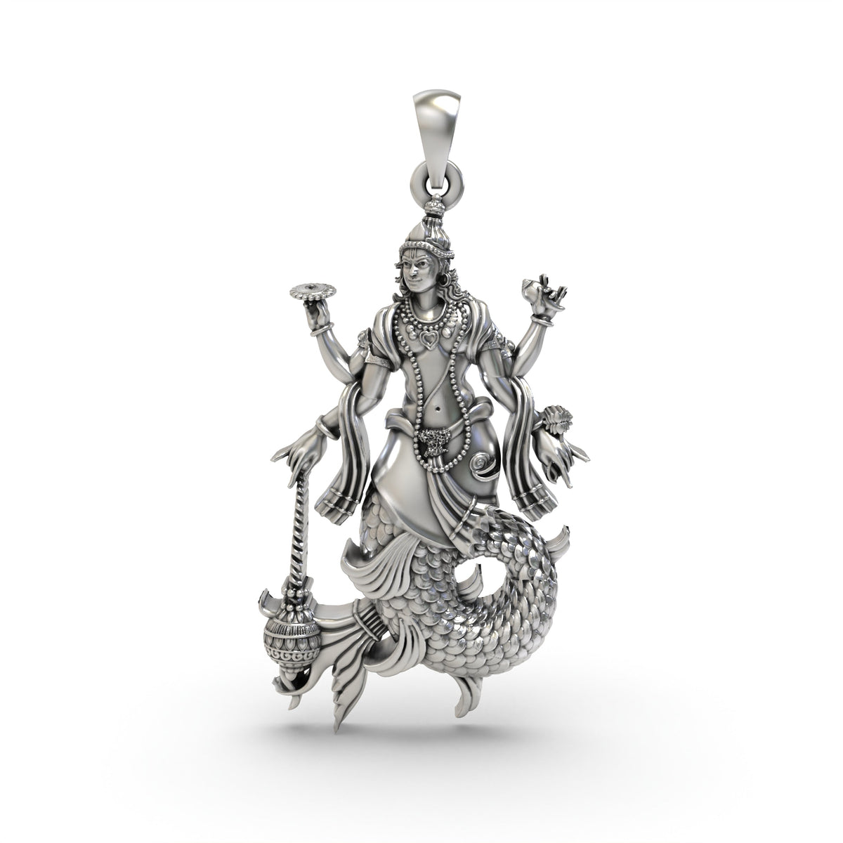 925 Silver Matsya Avatar Pendant – Lord Vishnu First Incarnation Jewelry