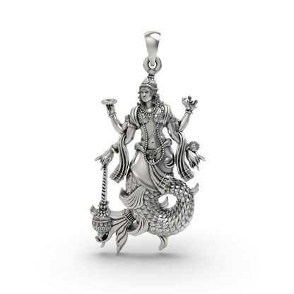 925 Silver Matsya Avatar Pendant – Lord Vishnu First Incarnation Jewelry