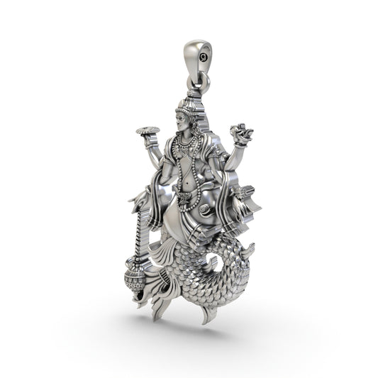 925 Silver Matsya Avatar Pendant – Lord Vishnu First Incarnation Jewelry